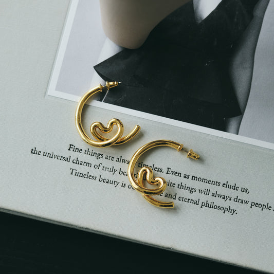 Hoop Heart Studs/Clip-on Earrings